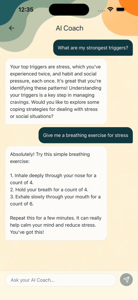 SmokeAway app — AI Coach