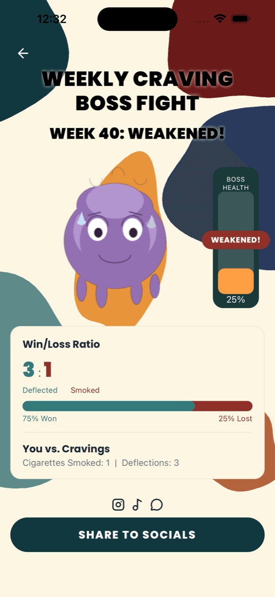 SmokeAway app — Weekly Boss Fight